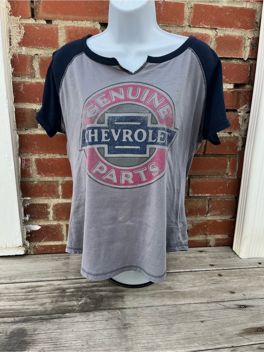 Chevrolet Graphic Raglan Tee - Gray with Navy Sleeves